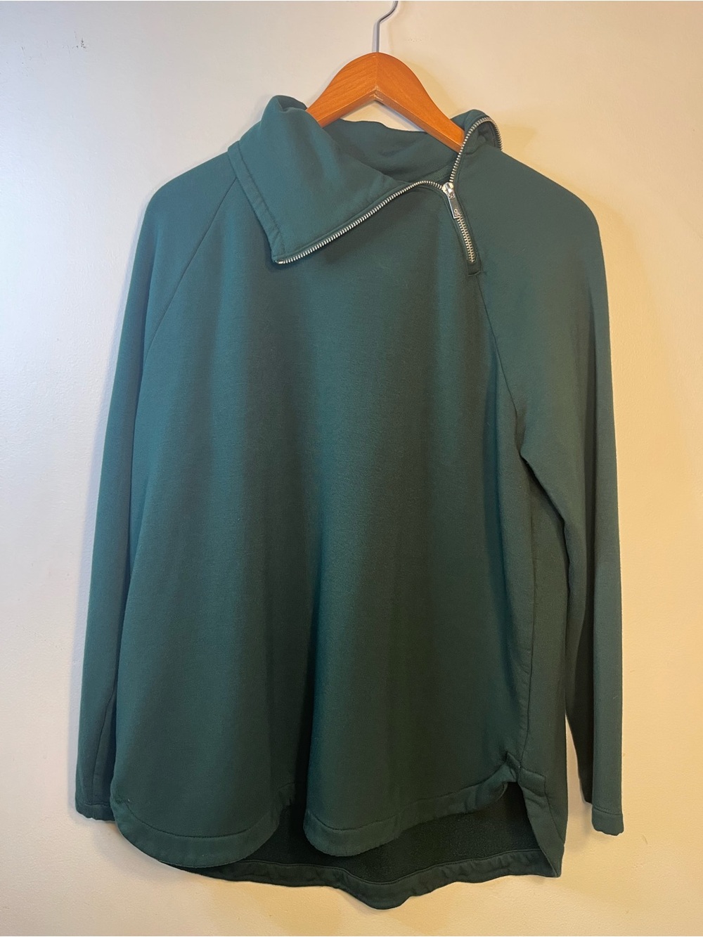 Quarter-Zip Pullover Sweater in Forest Green by Lou & Grey Size Large